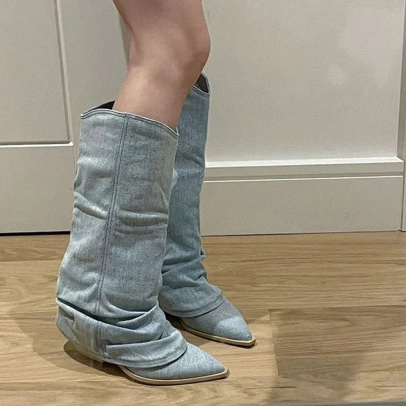 Plisy Denimowe Buty Jesienne