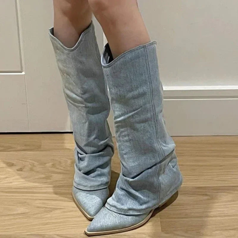 Plisy Denimowe Buty Jesienne