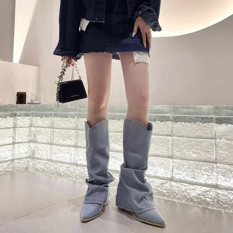 Plisy Denimowe Buty Jesienne