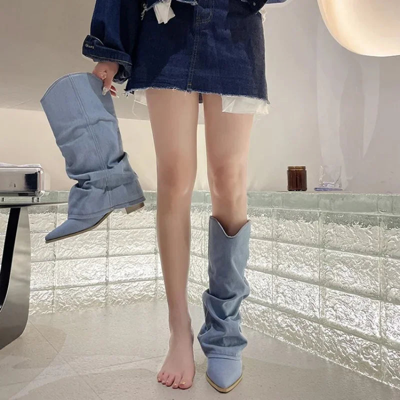 Plisy Denimowe Buty Jesienne